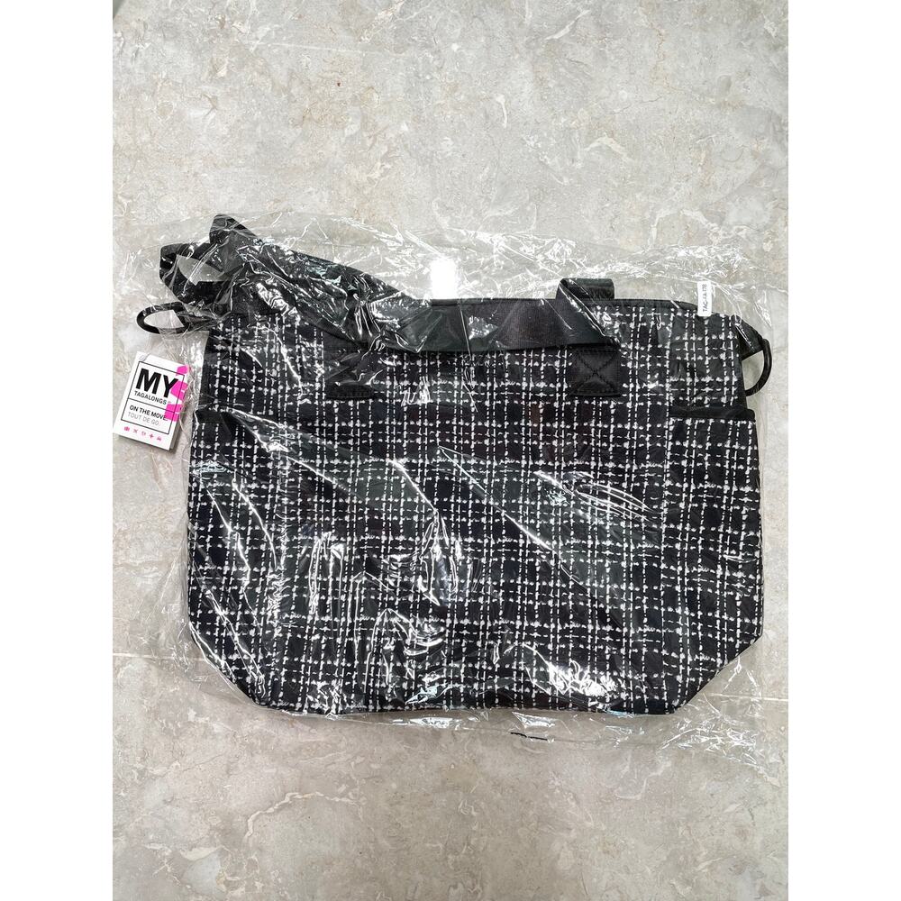 MyTagAlongs Commuter Tote Black Lightweight Tweed Neoprene Work Shoulder Bag